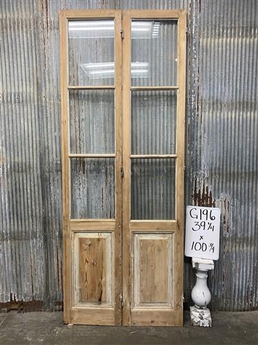 Antique French Double Doors (39x100.75) 3 Pane Glass, European Reclaimed G196