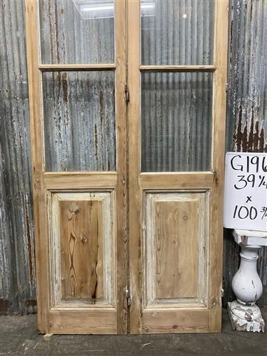 Antique French Double Doors (39x100.75) 3 Pane Glass, European Reclaimed G196