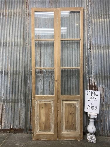 Antique French Double Doors (39x100.75) 3 Pane Glass, European Reclaimed G196