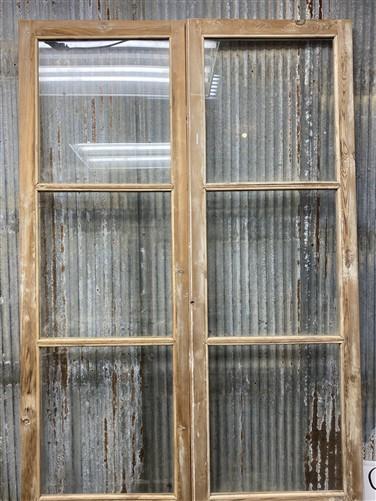 Antique French Double Doors (46.5x103) 3 Pane Glass, European Reclaimed G195