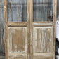 Antique French Double Doors (46.5x103) 3 Pane Glass, European Reclaimed G195