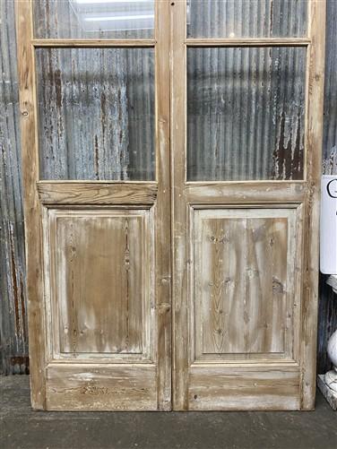 Antique French Double Doors (46.5x103) 3 Pane Glass, European Reclaimed G195