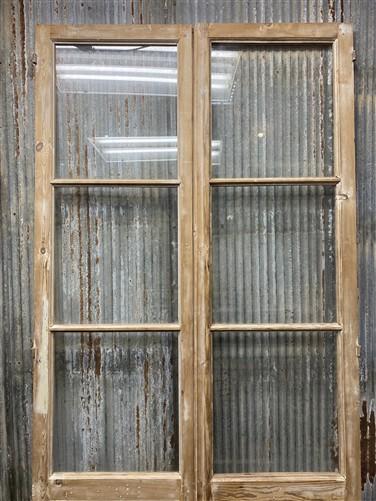 Antique French Double Doors (46.5x103) 3 Pane Glass, European Reclaimed G195