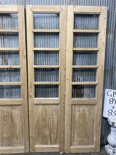 Antique French Double Doors (84.5x83.5) 5 Pane Glass, European Reclaimed G194
