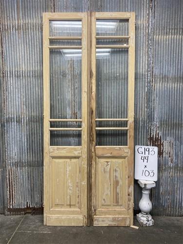 Antique French Double Doors (44x103) 5 Pane Glass, European Reclaimed G193