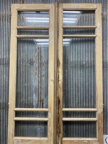 Antique French Double Doors (44x103) 5 Pane Glass, European Reclaimed G193
