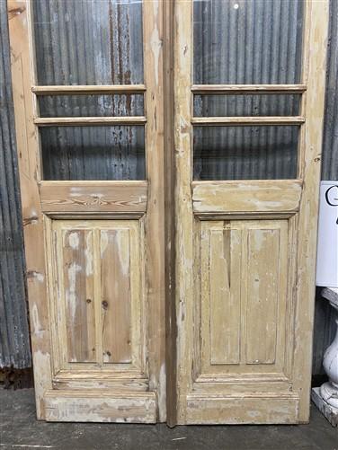 Antique French Double Doors (44x103) 5 Pane Glass, European Reclaimed G193
