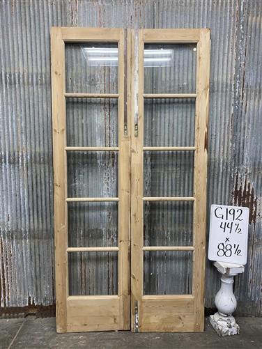 Antique French Double Doors (44.5x88.5) 5 Pane Glass, European Reclaimed G192