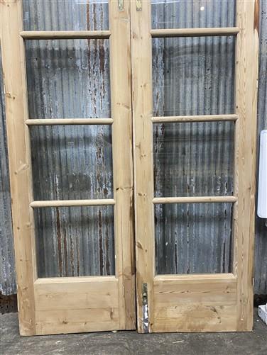 Antique French Double Doors (44.5x88.5) 5 Pane Glass, European Reclaimed G192
