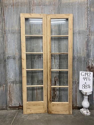 Antique French Double Doors (44.5x88.5) 5 Pane Glass, European Reclaimed G192