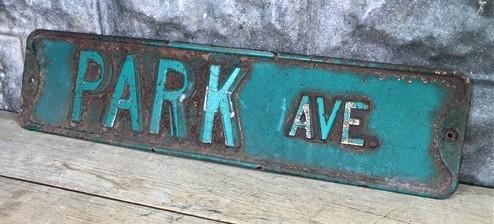 Park Ave. Street Sign, 6x24 Vintage Green Road Sign, Metal Road Sign, A