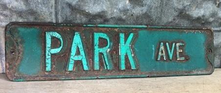 Park Ave. Street Sign, 6x24 Vintage Green Road Sign, Metal Road Sign, A