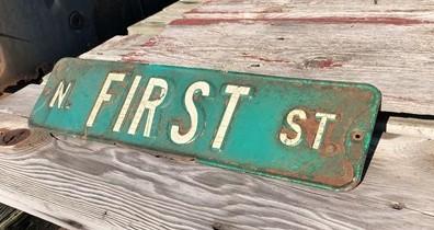 N First Street Sign, 6x24 Vintage Green Road Sign, Metal Road Sign, B