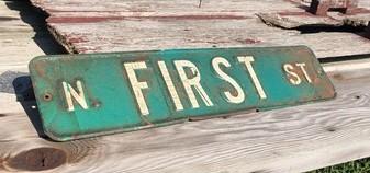 N First Street Sign, 6x24 Vintage Green Road Sign, Metal Road Sign, B