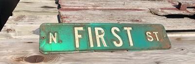 N First Street Sign, 6x24 Vintage Green Road Sign, Metal Road Sign, B