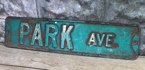 Park Ave. Street Sign, 6x24 Vintage Green Road Sign, Metal Road Sign, B