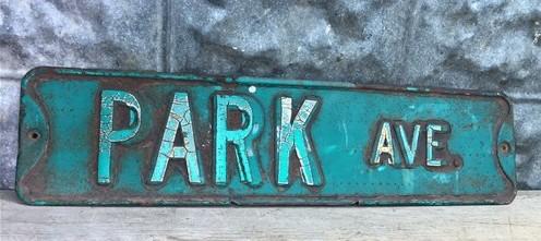 Park Ave. Street Sign, 6x24 Vintage Green Road Sign, Metal Road Sign, B