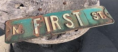 N First Street Sign, 6x24 Vintage Green Road Sign, Metal Road Sign, A