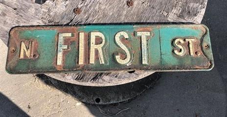 N First Street Sign, 6x24 Vintage Green Road Sign, Metal Road Sign, A