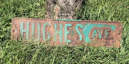 Hughes Ave Street Sign, 6x24 Vintage Green Road Sign, Metal Road Sign, B