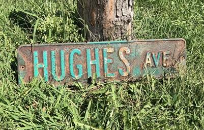 Hughes Ave Street Sign, 6x24 Vintage Green Road Sign, Metal Road Sign, A