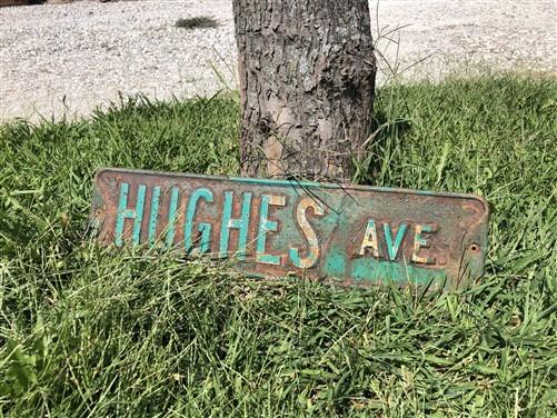 Hughes Ave Street Sign, 6x24 Vintage Green Road Sign, Metal Road Sign, A