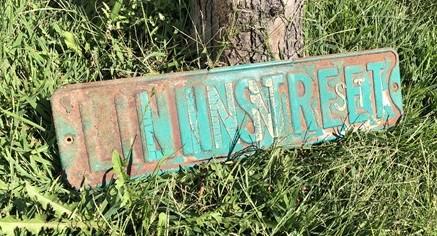Linn St Street Sign, 6x24 Vintage Green Road Sign, Metal Road Sign, A