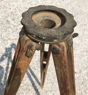 David White No 9030 Wooden Tripod, Vintage D White Milwaukee Transit Mount