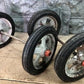4 Vintage Metal Baby Buggy Wheels Pedal Car Garden Cart Pumpkin Wagon A55