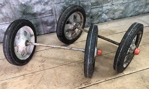 4 Vintage Metal Baby Buggy Wheels Pedal Car Garden Cart Pumpkin Wagon A55