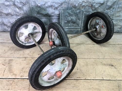 4 Vintage Metal Baby Buggy Wheels Pedal Car Garden Cart Pumpkin Wagon A55