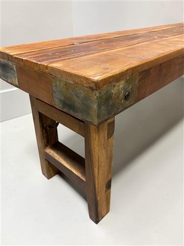 Rustic Folding Bench (96x14.5) Vintage Reclaimed Wood Bench, Farmhouse Seat A121