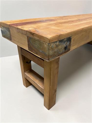 Rustic Folding Bench (84x14.5) Vintage Reclaimed Wood Bench, Farmhouse Seat A120