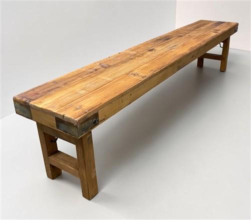 Rustic Folding Bench (84x14.5) Vintage Reclaimed Wood Bench, Farmhouse Seat A120