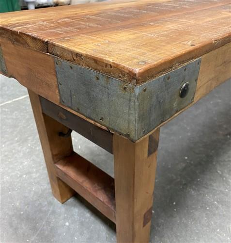 Rustic Folding Bench (96x14.5) Vintage Reclaimed Wood Bench, Farmhouse Seat A122