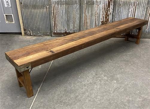 Rustic Folding Bench (96x14.5) Vintage Reclaimed Wood Bench, Farmhouse Seat A122