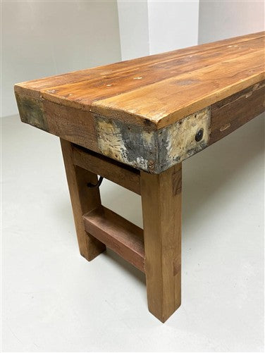 Rustic Folding Bench (96x14.5) Vintage Reclaimed Wood Bench, Farmhouse Seat A124