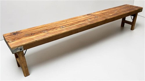 Rustic Folding Bench (96x14.5) Vintage Reclaimed Wood Bench, Farmhouse Seat A124