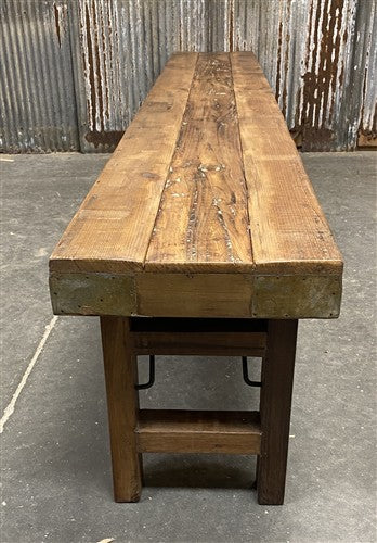 Rustic Folding Bench (96x14.5) Vintage Reclaimed Wood Bench, Farmhouse Seat A125