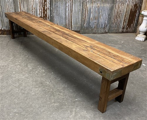 Rustic Folding Bench (96x14.5) Vintage Reclaimed Wood Bench, Farmhouse Seat A125