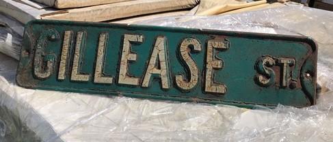 Gillease St Street Sign, 6x24 Vintage Green Road Sign, Metal Road Sign, C