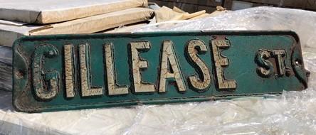 Gillease St Street Sign, 6x24 Vintage Green Road Sign, Metal Road Sign, C