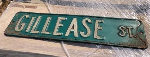 Gillease St Street Sign, 6x24 Vintage Green Road Sign, Metal Road Sign, B