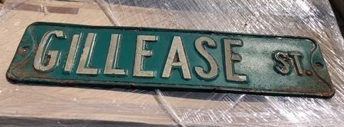 Gillease St Street Sign, 6x24 Vintage Green Road Sign, Metal Road Sign, B