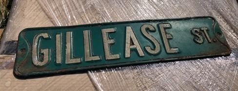 Gillease St Street Sign, 6x24 Vintage Green Road Sign, Metal Road Sign, B