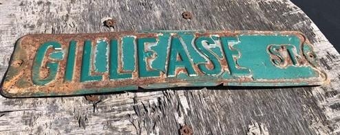 Gillease St Street Sign, 6x24 Vintage Green Road Sign, Metal Road Sign, A