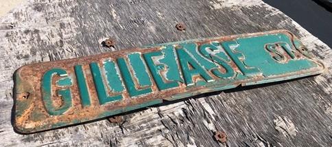 Gillease St Street Sign, 6x24 Vintage Green Road Sign, Metal Road Sign, A