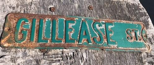 Gillease St Street Sign, 6x24 Vintage Green Road Sign, Metal Road Sign, A