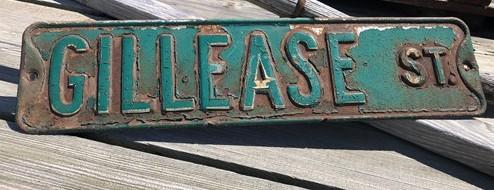 Gillease St Street Sign, 6x24 Vintage Green Road Sign, Metal Road Sign, F