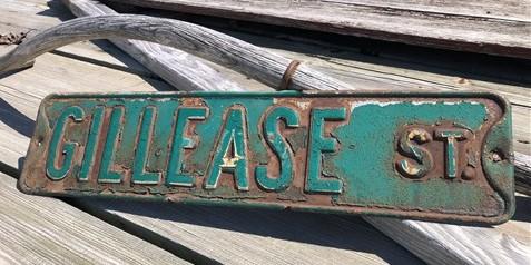 Gillease St Street Sign, 6x24 Vintage Green Road Sign, Metal Road Sign, F